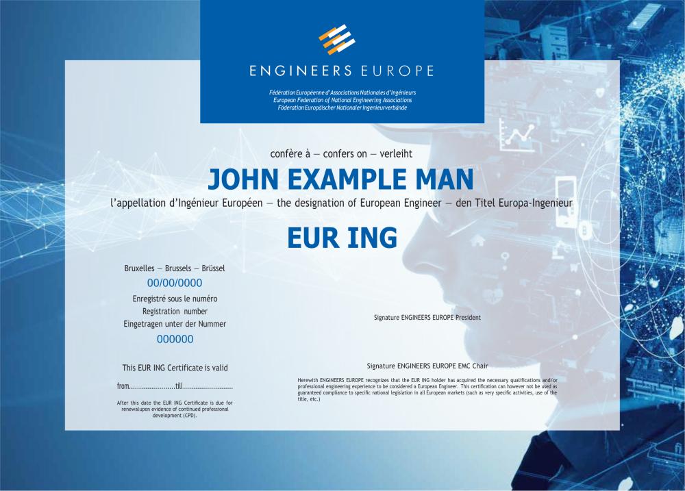 EUR ING Certificate